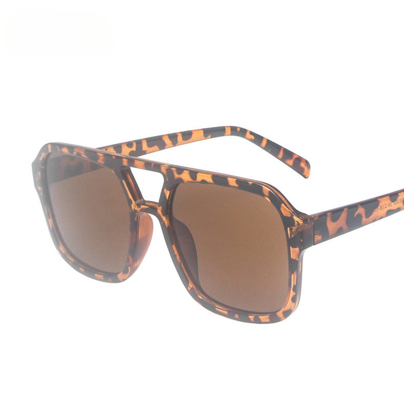 Wholesale Leopard Print Double Bridge PC Sunglasses